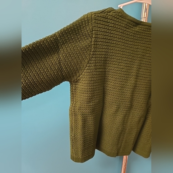 Size Small Green Long Sleeve Ribbed Knit Button Down Cardigan With Pockets - Picture 7 of 10